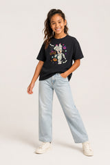 Minnie Mouse Girls Black Halloween T-Shirt