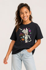 Minnie Mouse Girls Black Halloween T-Shirt