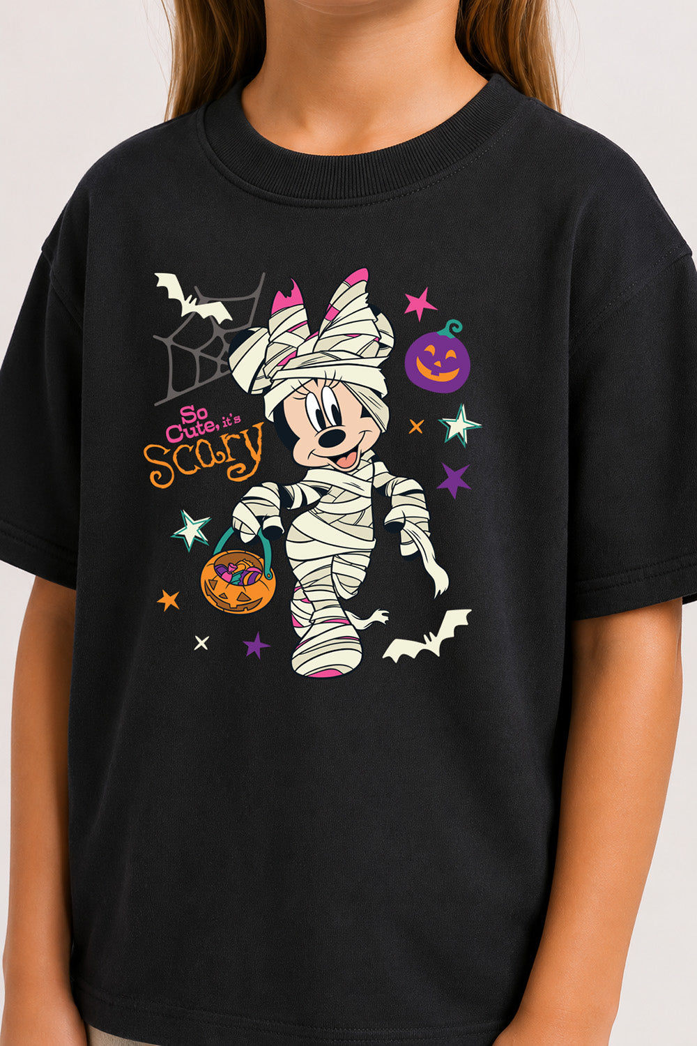 Minnie Mouse Girls Black Halloween T-Shirt