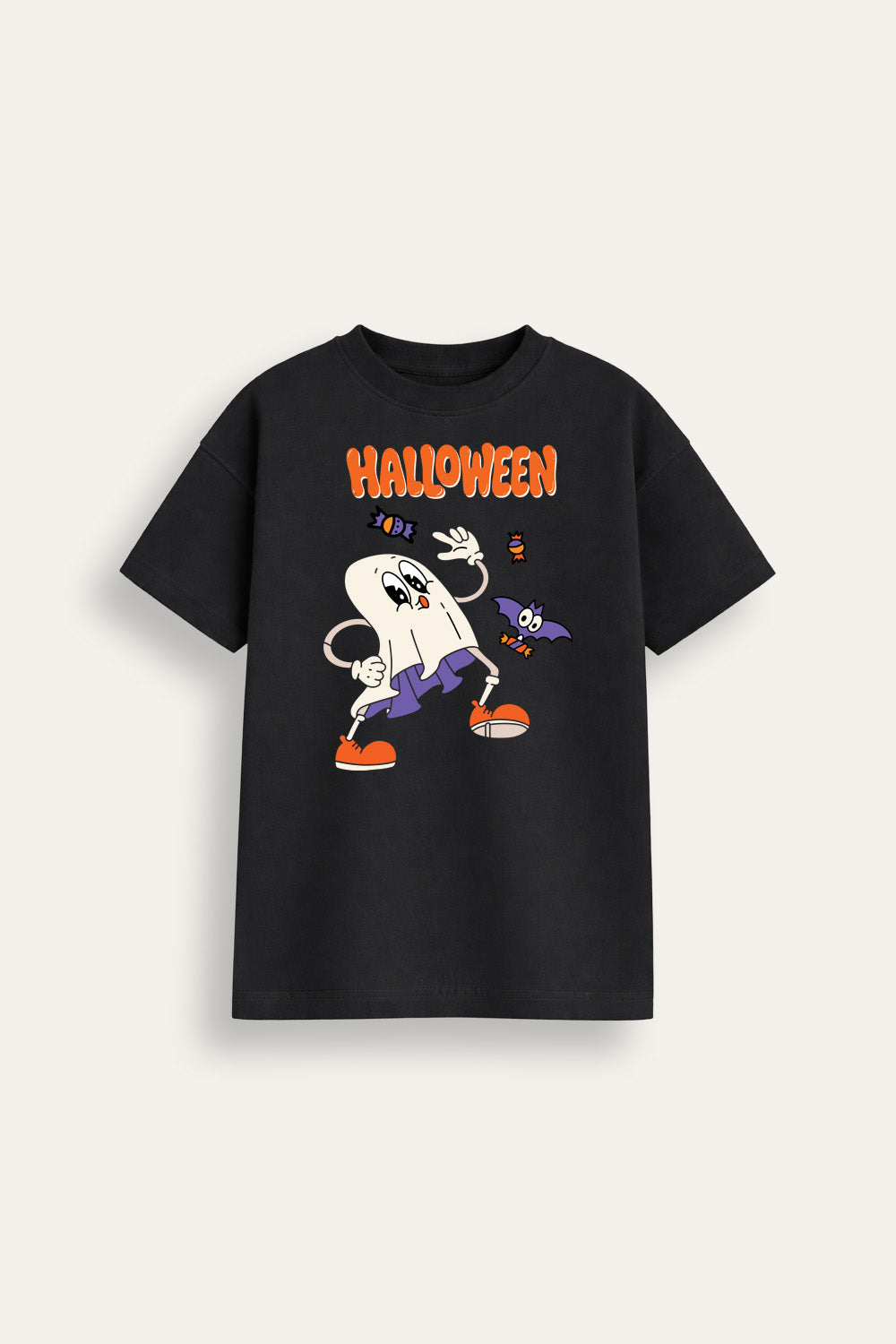 Halloween Cute Ghost Kids Black T-Shirt