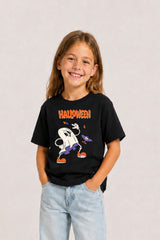Halloween Cute Ghost Kids Black T-Shirt