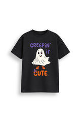 Halloween Spooky Ghost Kids Black T-Shirt