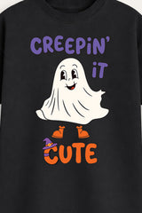Halloween Spooky Ghost Kids Black T-Shirt