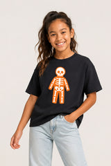 Halloween Full Skeleton Kids Black T-Shirt