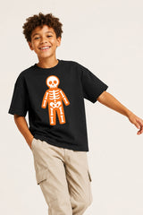 Halloween Full Skeleton Kids Black T-Shirt