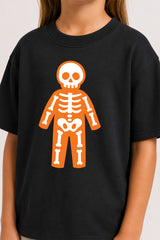 Halloween Full Skeleton Kids Black T-Shirt