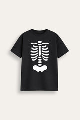 Halloween Ribs Skeleton Kids Black T-Shirt