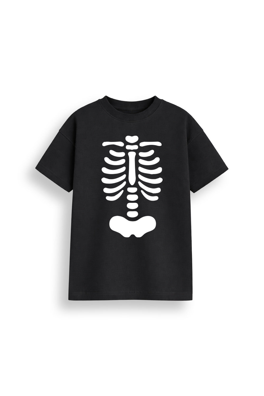 Halloween Ribs Skeleton Kids Black T-Shirt