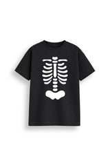 Halloween Ribs Skeleton Kids Black T-Shirt