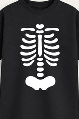 Halloween Ribs Skeleton Kids Black T-Shirt