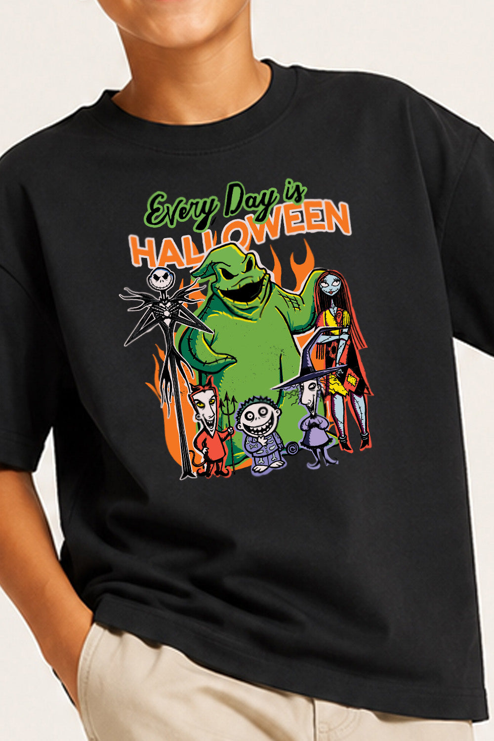 Nightmare Before Christmas Kids Black Halloween T-Shirt