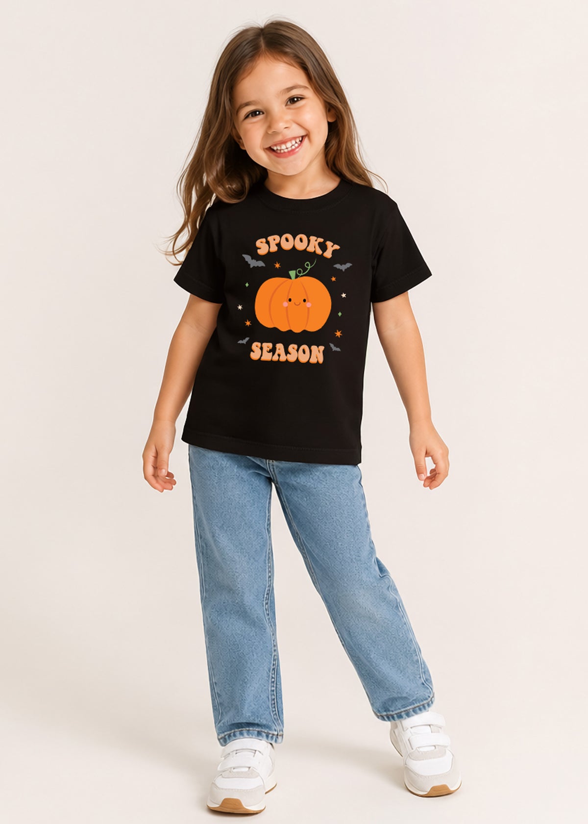Halloween Pumpkin Kids Black T-Shirt