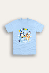 Bluey & Bingo Dance Mode Light Blue Unisex T-Shirt for Kids - Brand Threads