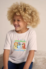 Bluey Kids White T-Shirt – "We’re Making Good Times" - Brand Threads