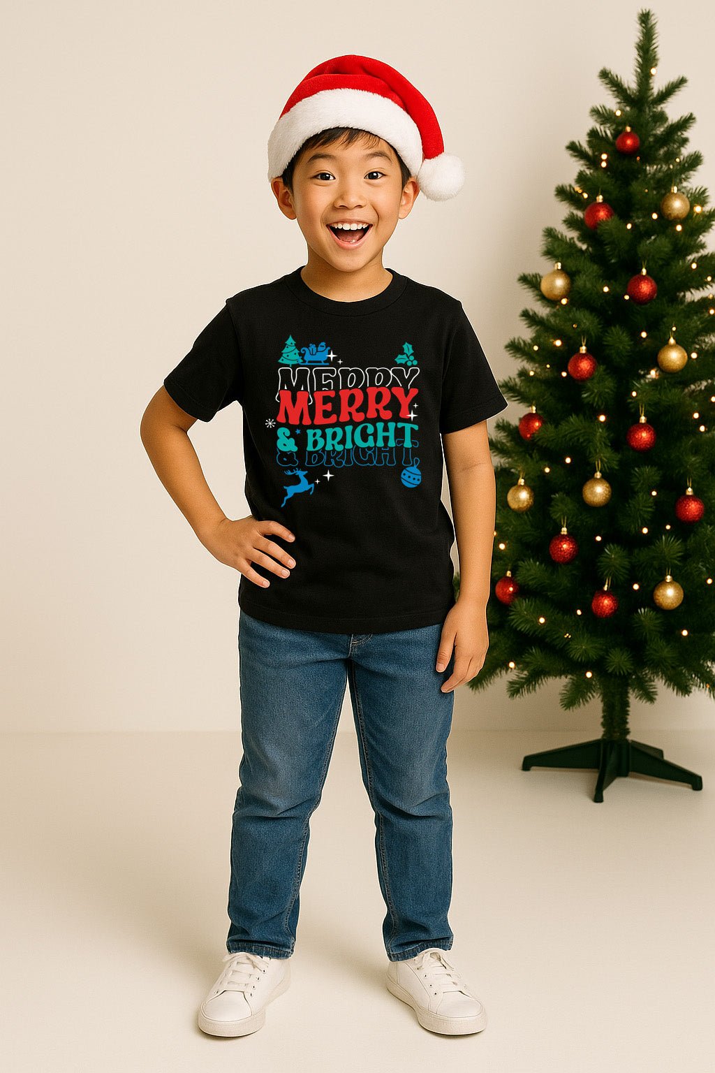 Boys “Merry And Bright” Christmas T-Shirt - Brand Threads