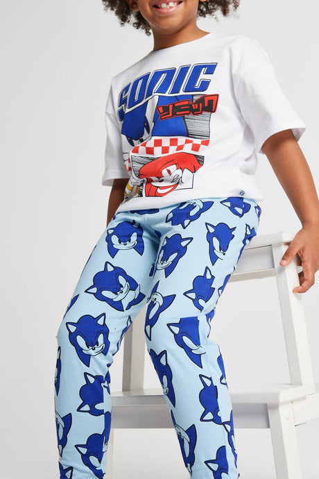 Boys Sonic The Hedgehog Long Leg Pyjama - Brand Threads