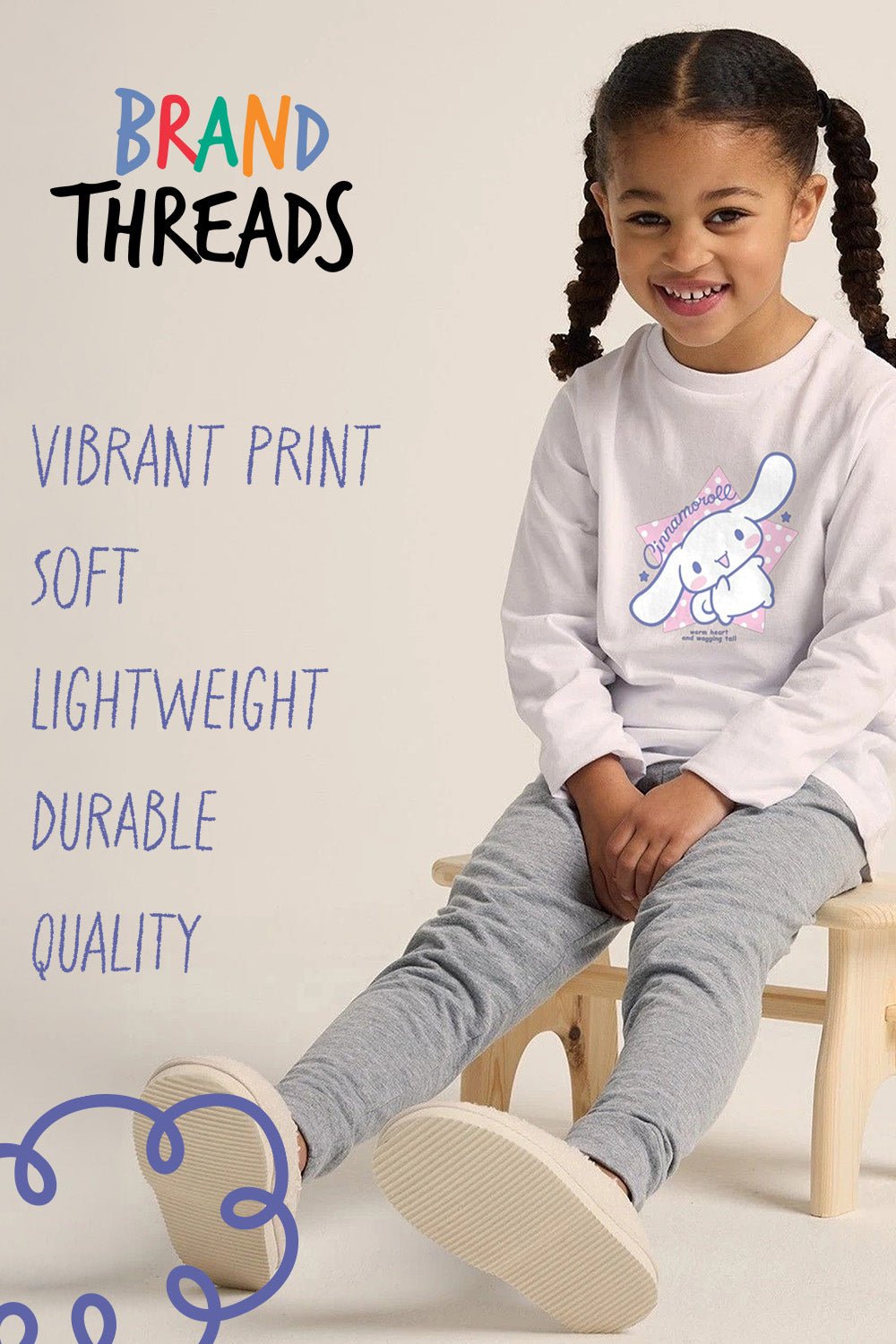 Cinnamoroll girls pyjamas – long sleeve white pyjama set - Brand Threads