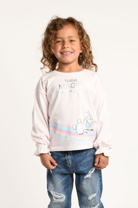 Disney Frozen Girls Olaf Magic BCI Cotton Long Sleeve Top - Brand Threads