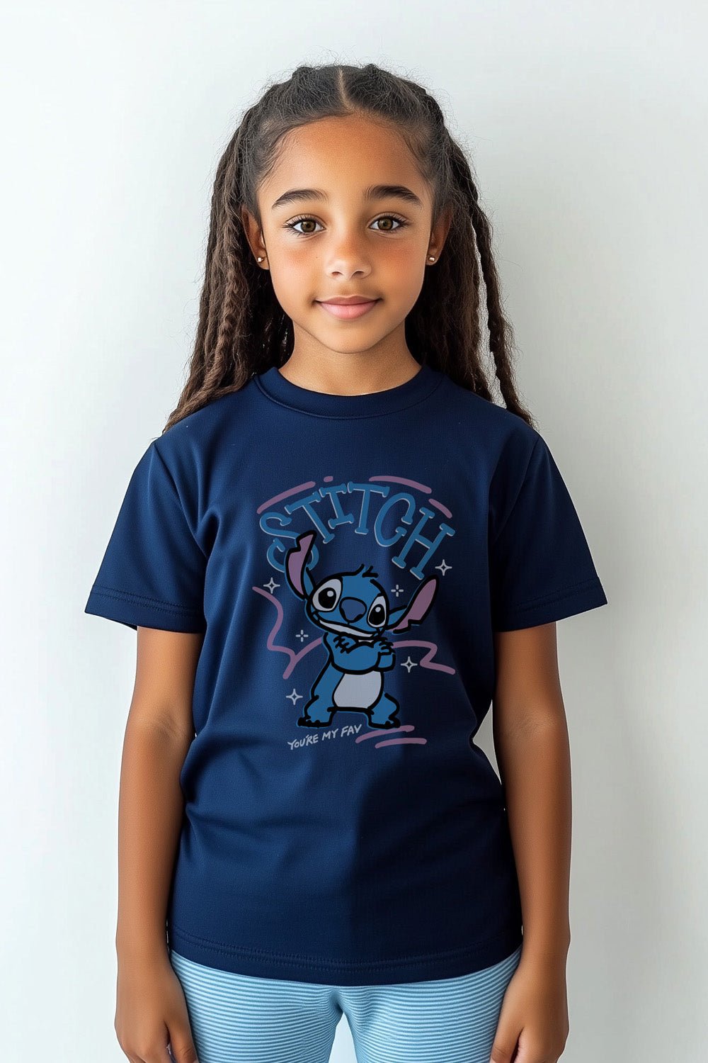 Disney Girls Navy Stitch T-Shirt - Brand Threads