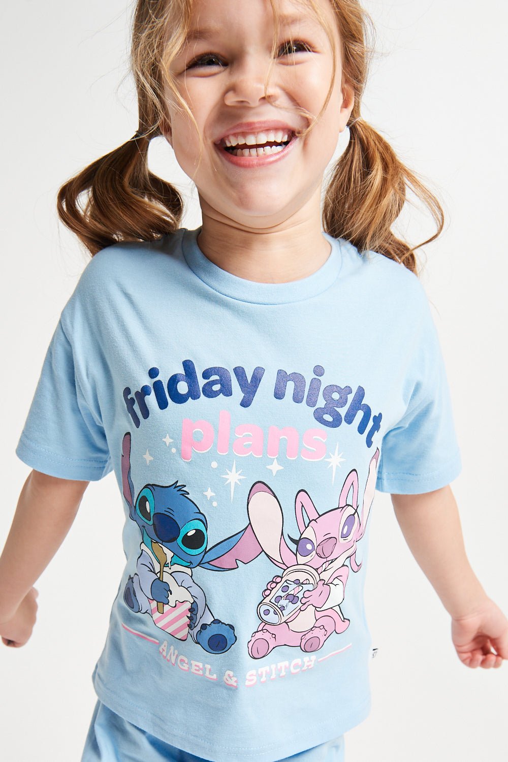 Disney Lilo And Stitch Girls Long Leg Pyjama Set - Brand Threads