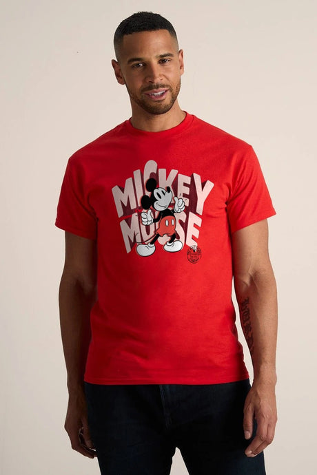 Disney Men's Mickey Mouse Red T-Shirt - Brand Threads