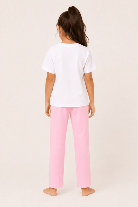 Disney Minnie Mouse Girls White and Pink Long Pyjama Set - Brand Threads