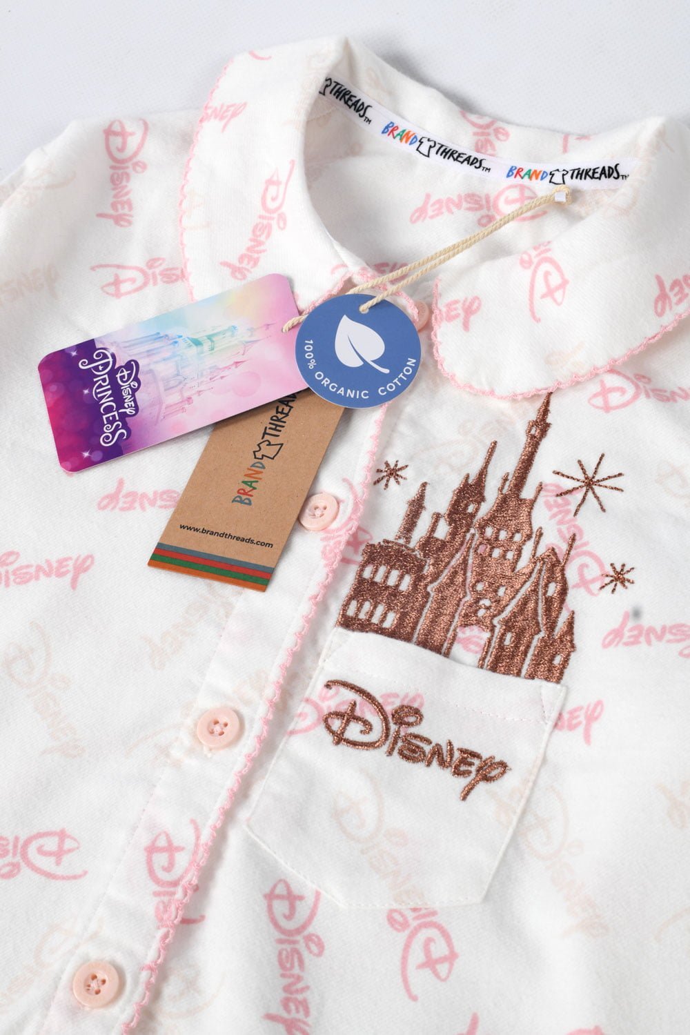 Disney Princess Castle Heirloom 100% Organic Cotton Pyjamas With Bag - Brand Threads