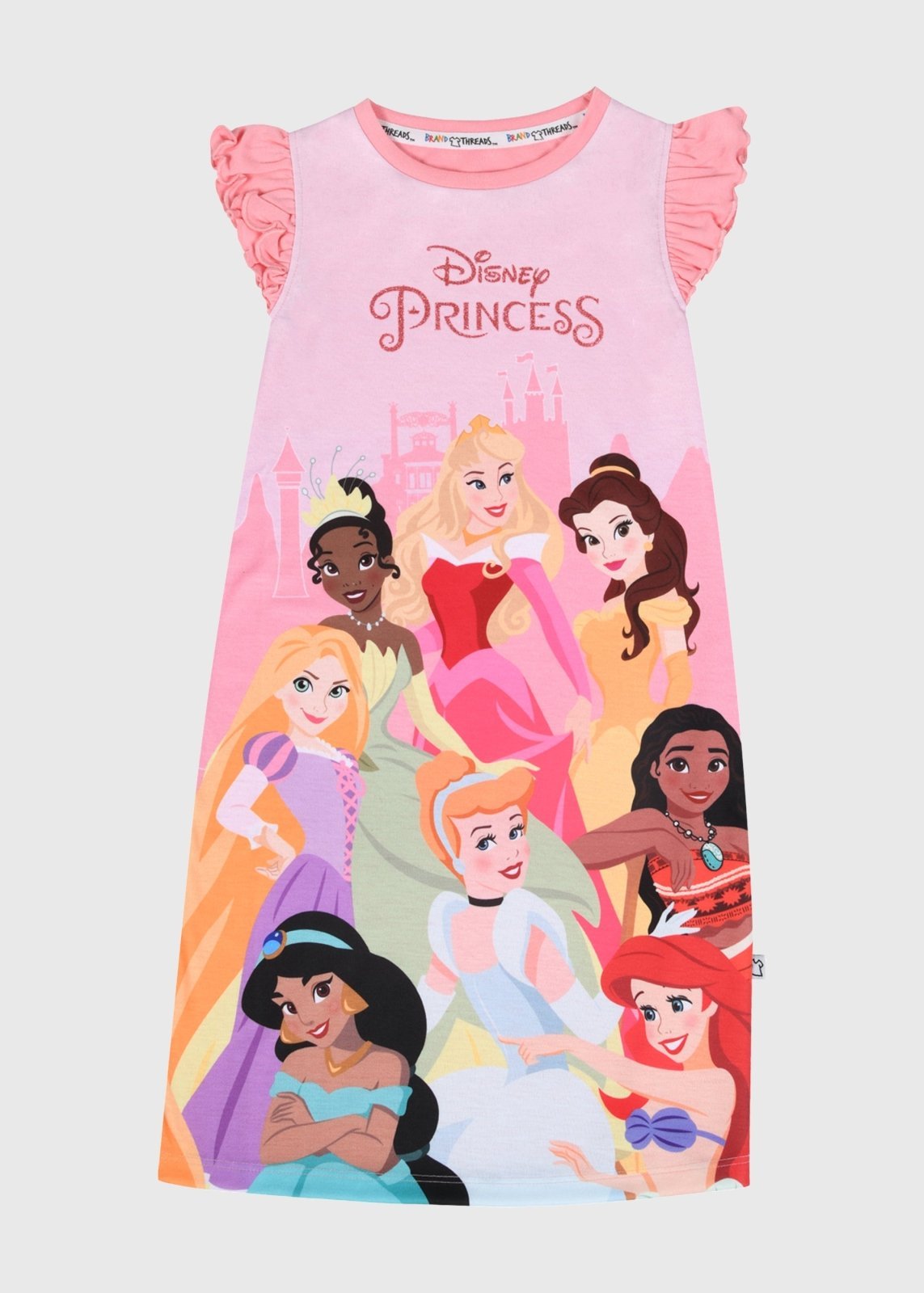 Disney Princess Girls Pink Nightie with Ruffle Details