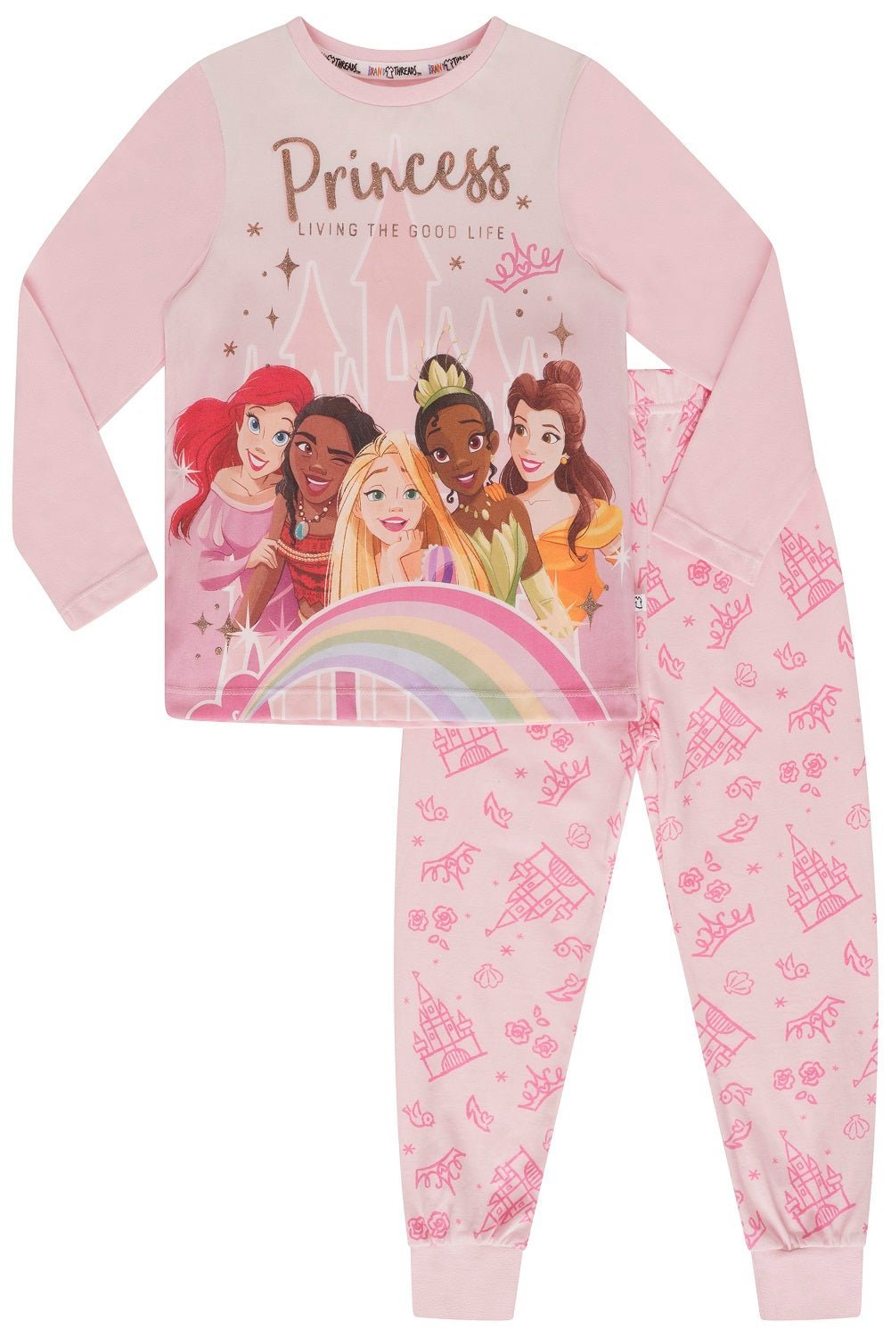 Disney Princess Girls Pink Pyjamas | Brand Threads Disney Princess Girls Pink Pyjamas | Brand Threads