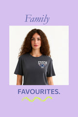 Disney Stitch Women’s T-Shirt – Charcoal Grey 100% Cotton Short Sleeve Tee - Brand Threads