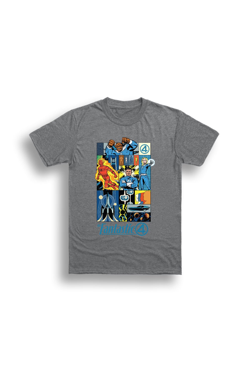 Fantastic Four Adults Grey T-shirt – Classic Marvel Tee - Brand Threads