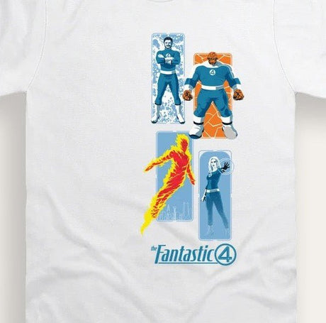 Fantastic Four Adults T-Shirt - White Cotton Marvel Tee - Brand Threads