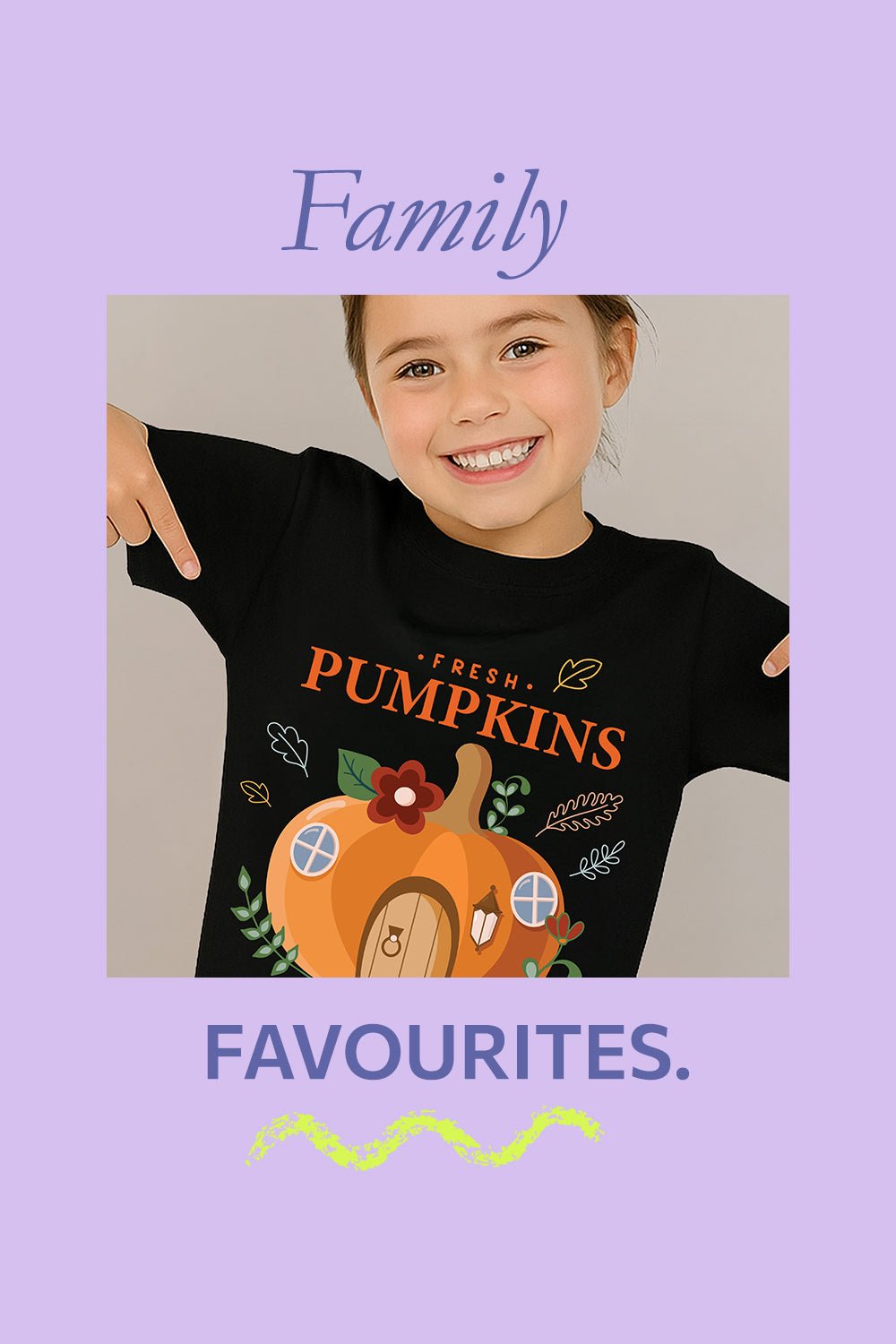 Fresh Pumpkins Girls’ T-Shirt – Black Autumn Graphic Tee - Brand Threads