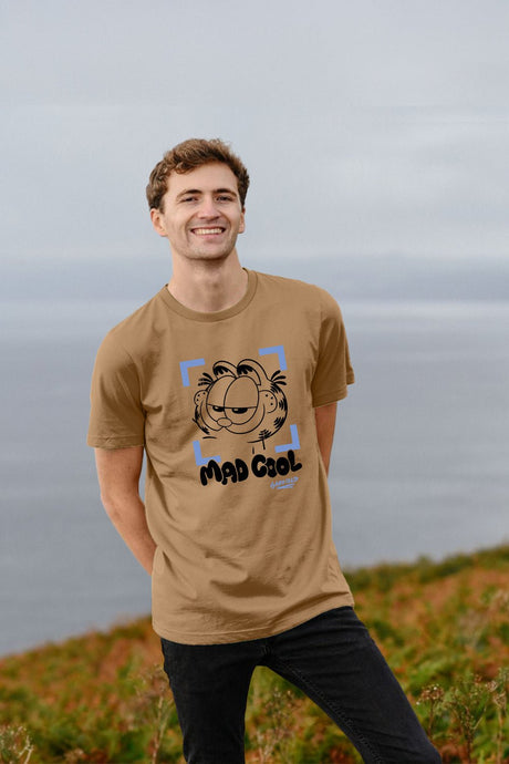 Garfield men’s T-shirt – Beige “Mad Cool” graphic tee - Brand Threads