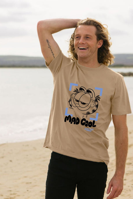 Garfield men’s T-shirt – Beige “Mad Cool” graphic tee - Brand Threads