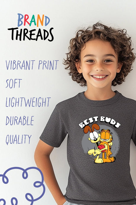 Garfield Unisex Youth Grey T-Shirt - Brand Threads
