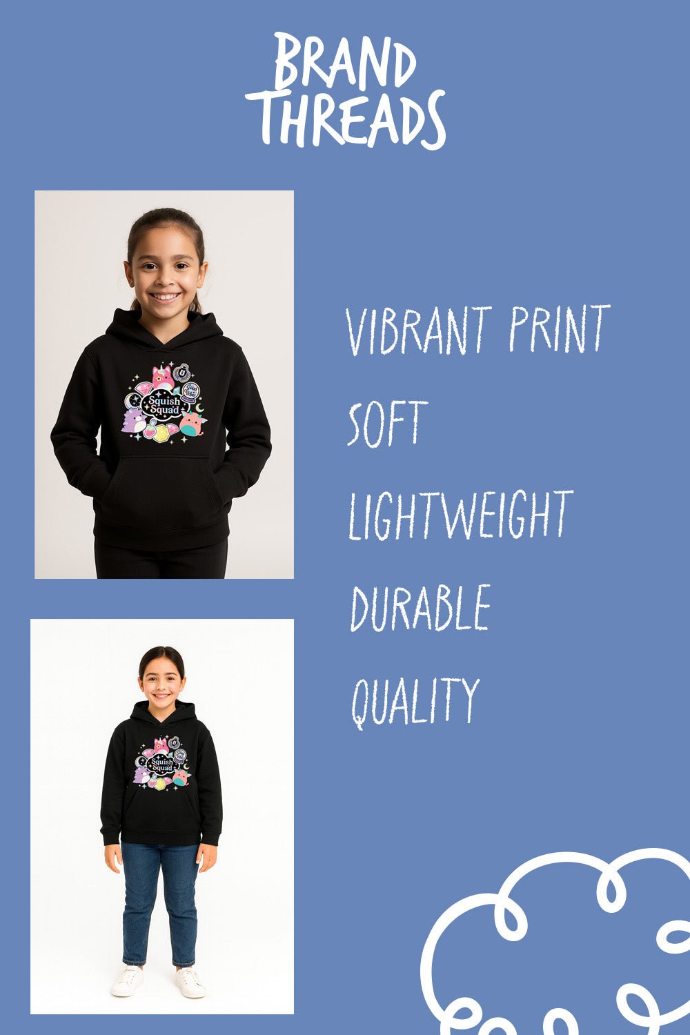 Girls Black Squishmallows Hoodie - Brand Threads
