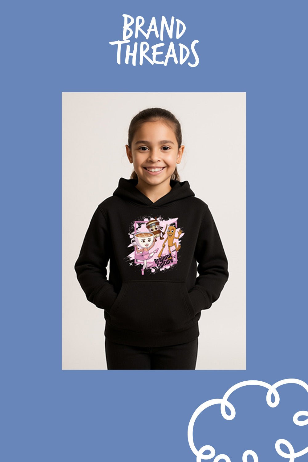 Girls Brainrot Black Hoodie - Brand Threads