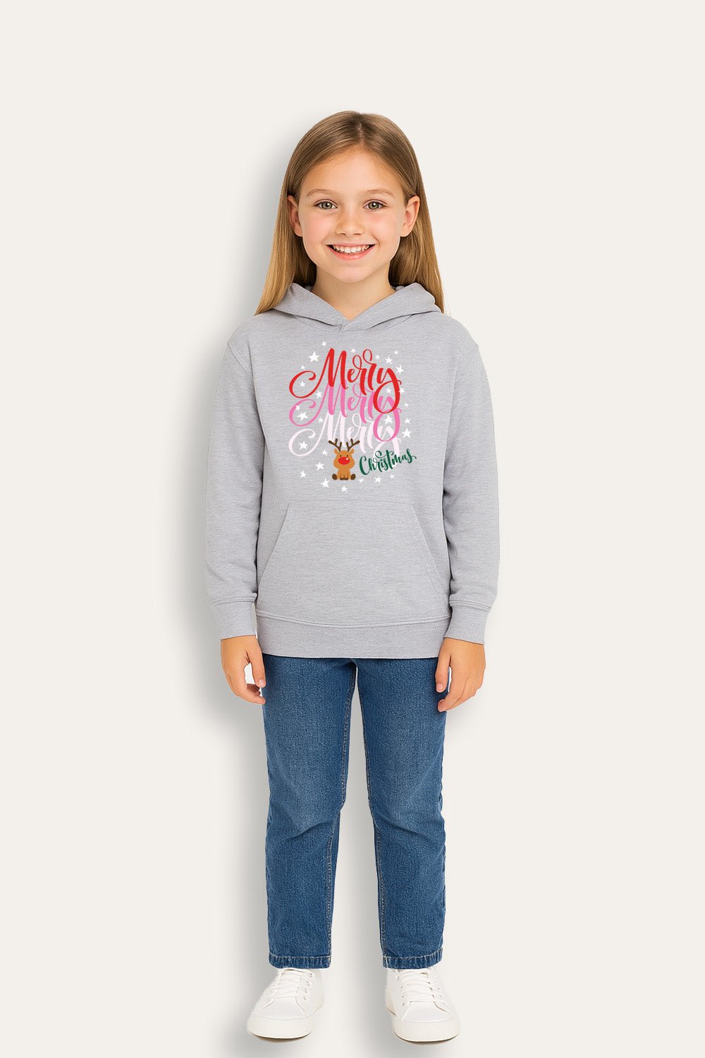 Girls Christmas Grey Hoodie - Brand Threads
