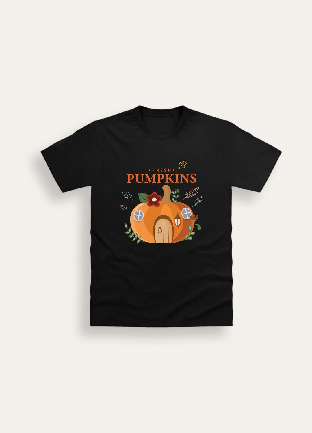 Girls Halloween T-Shirt – Fresh Pumpkins Black Tee - Brand Threads