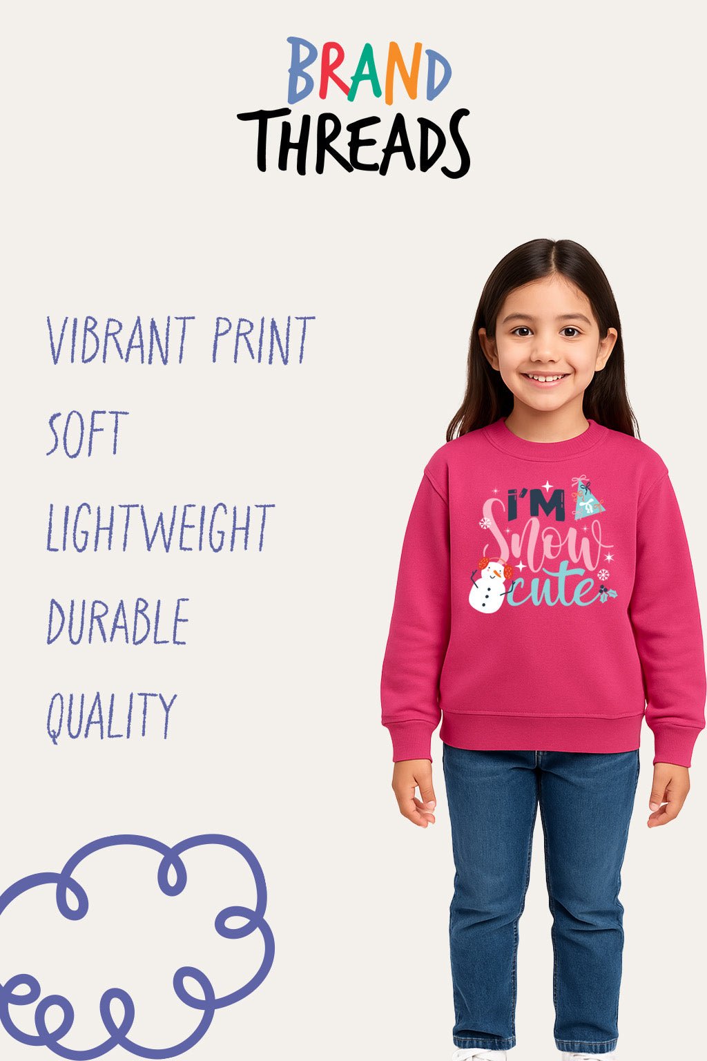 Girls “I’m Snow Cute” Christmas Sweatshirt - Brand Threads