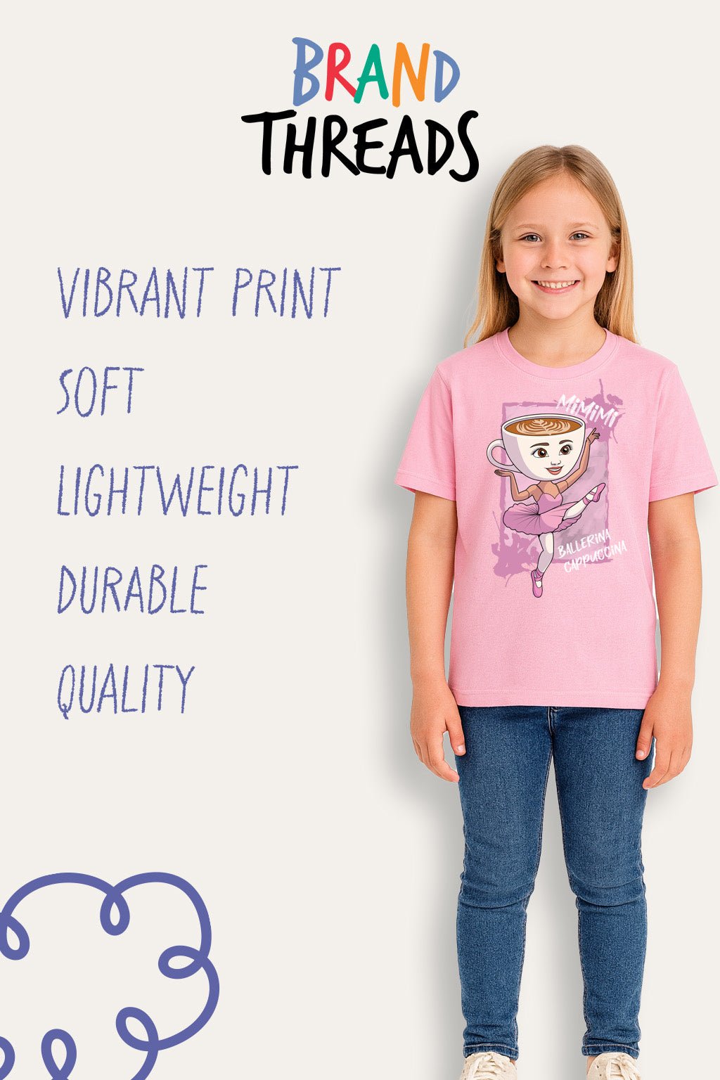 Girls Italian Brainrot Baby Pink T-Shirt - Brand Threads
