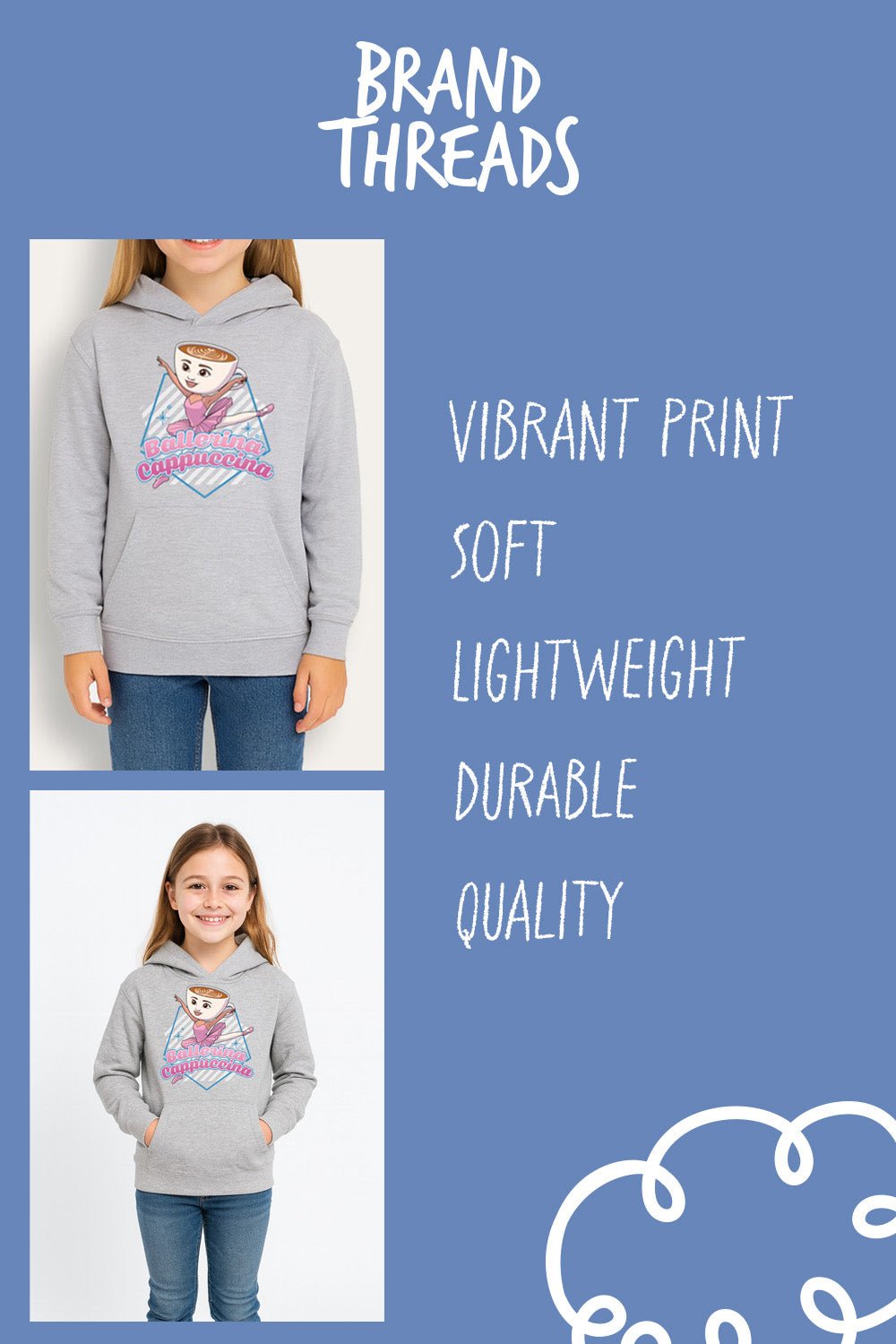 Girls Italian Brainrot “Ballerina Cappucina” Hoodie - Brand Threads