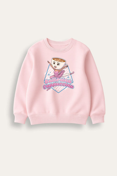 Girls Italian Brainrot 'Ballerina Cappucina' Pink Sweatshirt - Brand Threads