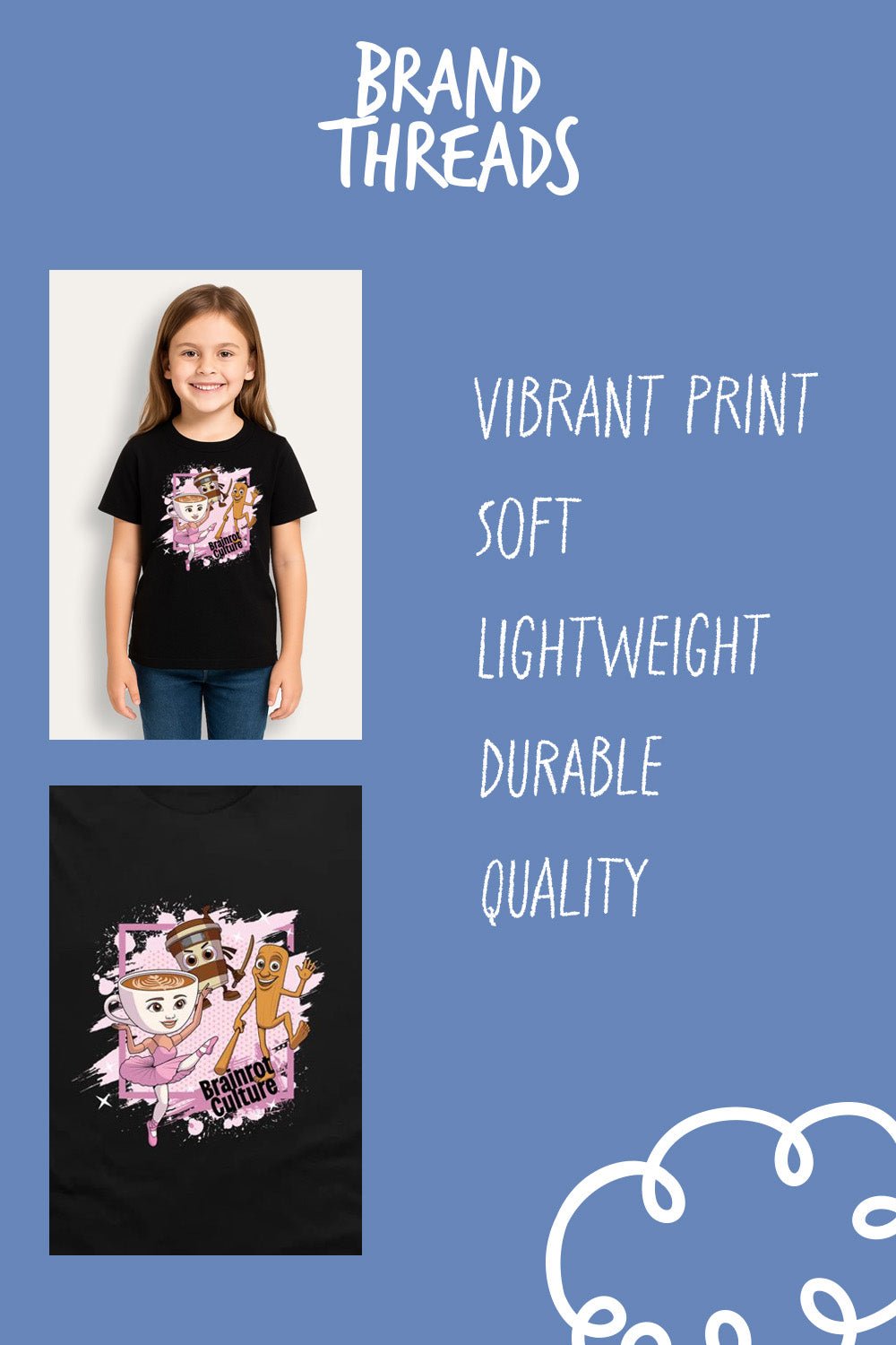 Girls Italian Brainrot Black T-Shirt - Brand Threads