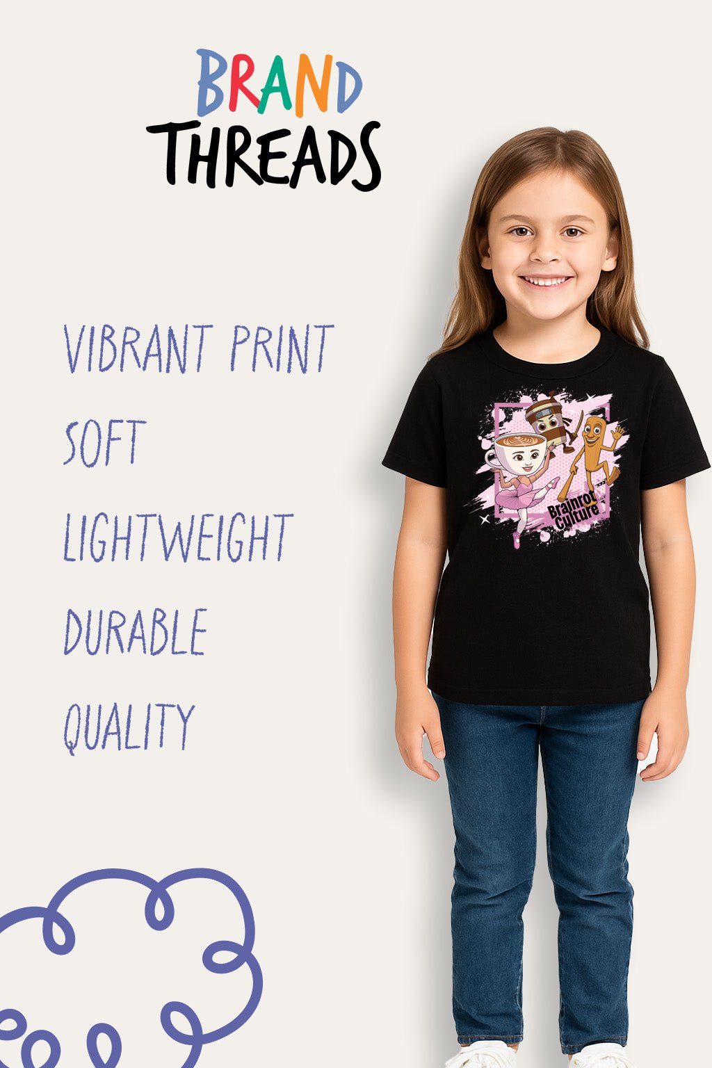 Girls Italian Brainrot Black T-Shirt - Brand Threads