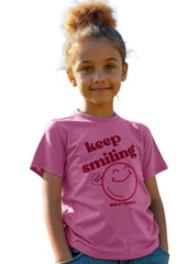 Girls Pink Smiley T Shirt - Brand Threads