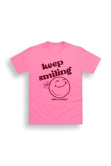 Girls Pink Smiley T Shirt - Brand Threads