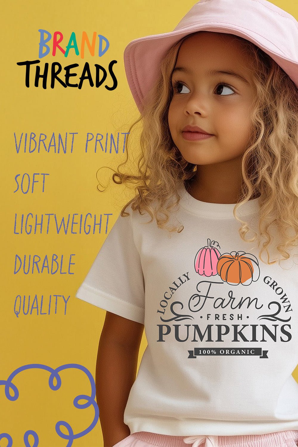 Girls T-Shirt – Farm Fresh Pumpkins Autumn Graphic Tee - Brand Threads