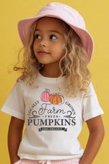 Girls T-Shirt – Farm Fresh Pumpkins Autumn Graphic Tee - Brand Threads